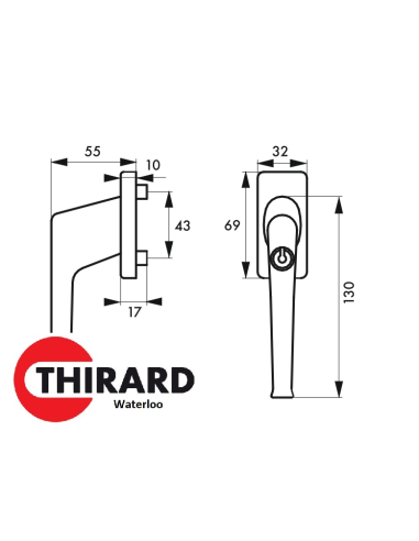 Poignée a clé Thirard - couleur champage