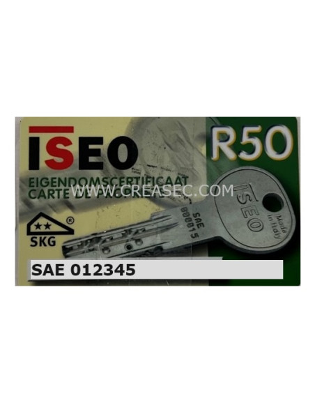 Copie clé ISEO R50 Code SAE
