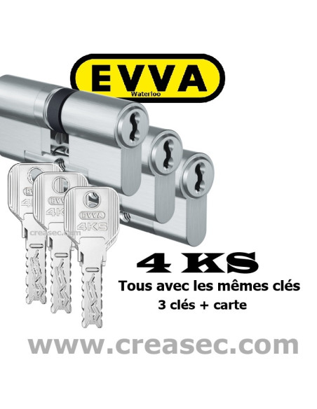 Cylindres EVVA 4KS avec les mêmes clés