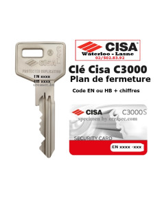 Clé Cisa C3000 sur plan de fermeture