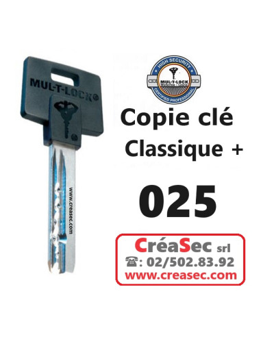 copie cle MULTLOCK  025 sur carte