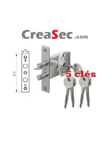 Serrure 2 points à encastrer